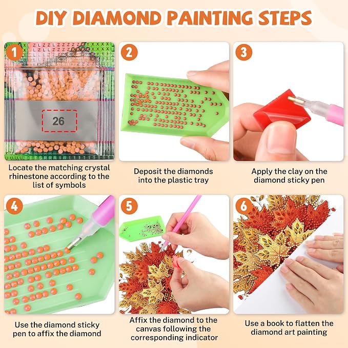 Bowetile Maple Leaf Diamond Art Hanging Kits for Adults, Autumn Diamond Art Suncatchers, 5D Special Shape Fall Diamond Painting Pendant Window Ornament Halloween for Home Door Wall Decor