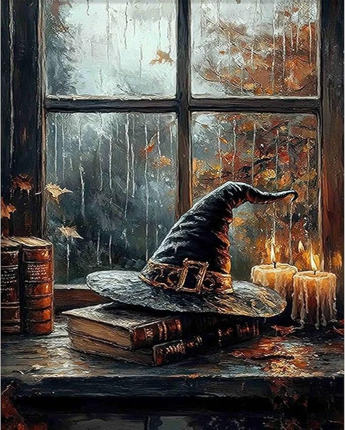 xackcme Witch's Hat Paint by Numbers for Adults - Halloween Paint by Number