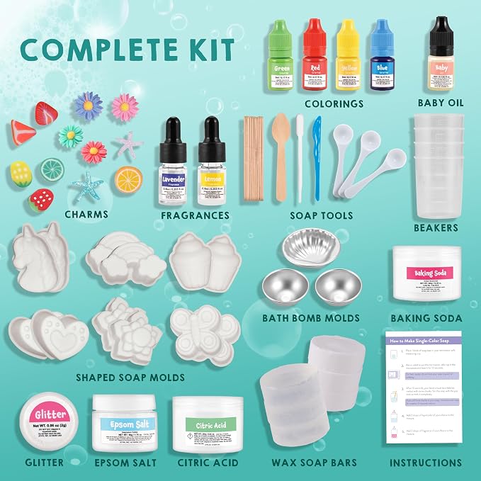Klever Kits Bath Bomb, Soap Making Kit for Kids, 2-in-1 Spa Science Kits, DIY Make Your Own Bath Bombs & Soap, Spa Kit for Kids, Gifts Toys for Kid, Birthday Present
