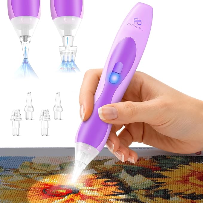 Electric Diamond Art Pen with Light, Diamond Art Tools for Adults, Violet