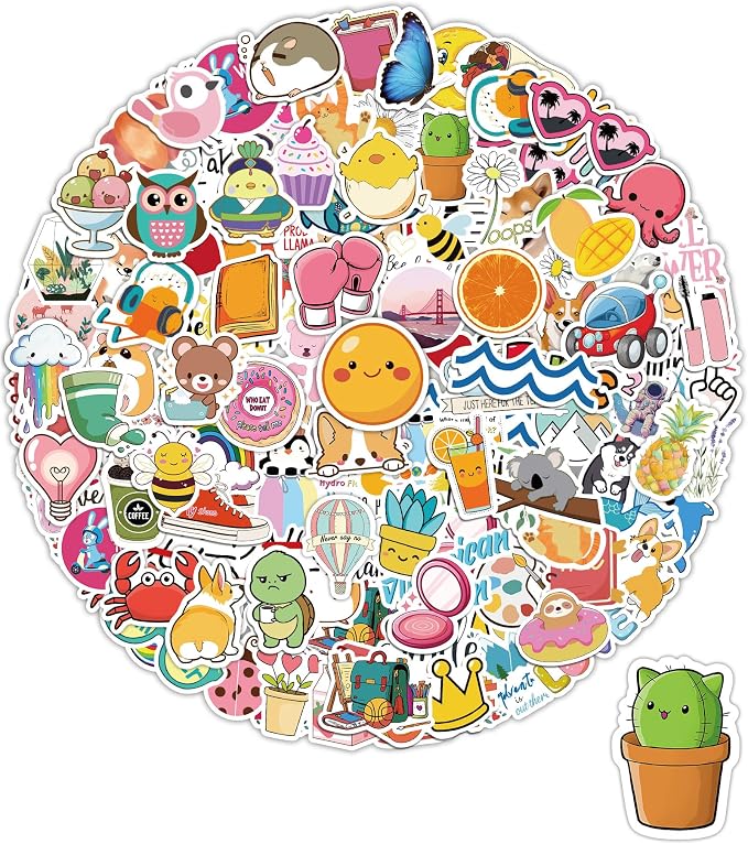 100 Pcs Stickers for Kids, Cute Vinyl Waterproof Stickers for Water Bottle | Treasure Box Toys for Classroom Prizes, Teacher Back to School Supplies Gifts, Sticker Pack for Girls Teens, Party Favors