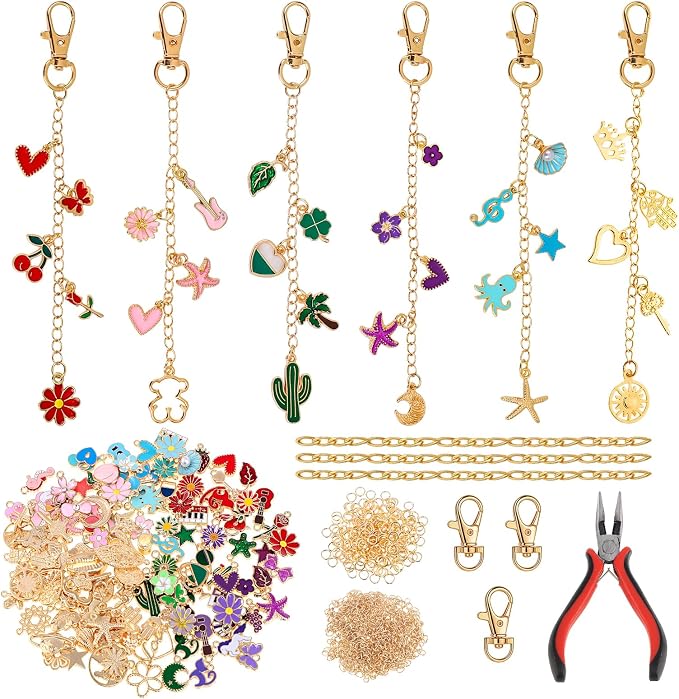 Pengxiaomei 401 Pcs Charms Jewelry Keychain Making Kits for Women