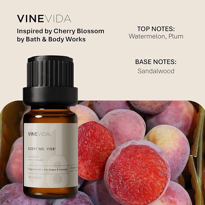 VINEVIDA [0.33oz] Cherry Blossom Fragrance Oil for Candle Making and Soap Making - Premium Candle Scents for Soy Candles