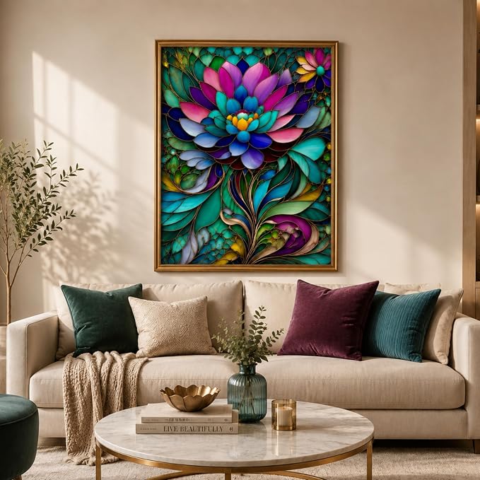 Lotus Diamond Painting Kit 11.8x15.7Inch, Diamond Art for Adults Full Drill | Relaxing DIY Hobby Beautiful Wall Decor for Living Room