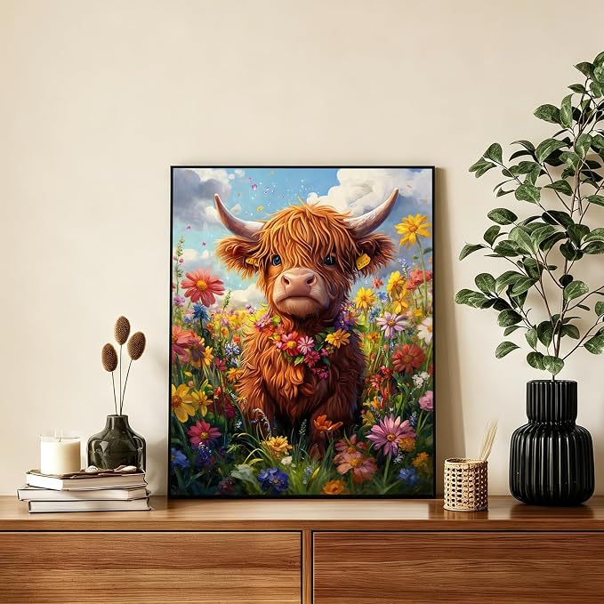 AUKELHJ Paint by Numbers Kit for Adults Beginner, Cow, 16X20 Inch | Paint by Number for Adults, Beginner Friendly, High-Definition Color Canvas, Stress Relief, Home Decor, Gifts, Unframed