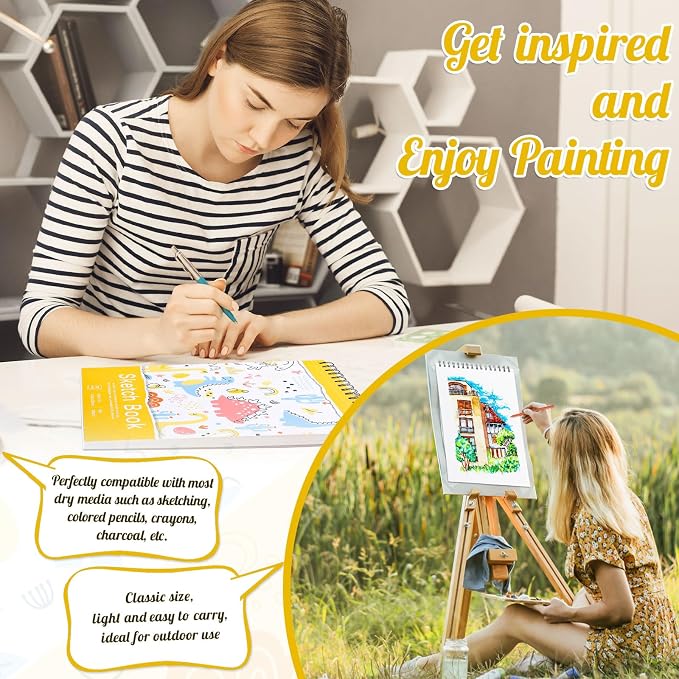 8.5 × 11 Sketch Book for Kids, 50 Sheets, Spiral Acid-Free Drawing Pad | 68lb/100gsm Paper, Perforated Pages, 360° Spiral Binding, Hard Back Cover, for Pencil, Charcoal, Pastel & Crayon