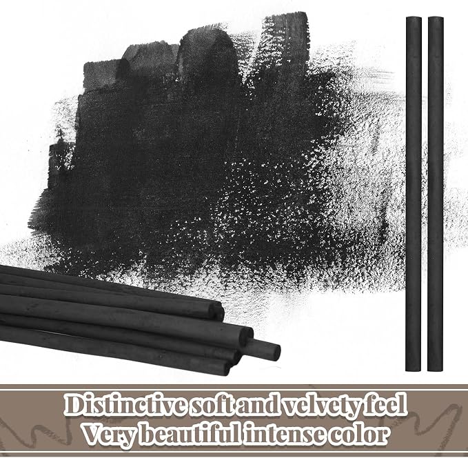 Gueevin 50 Pcs Soft Willow Charcoal Sticks Drawing,7-9mm | For Artists Beginners Students, Vine Charcoal Bulk for Sketching Shading Fine Art, Assorted Sizes, Back to School Gifts