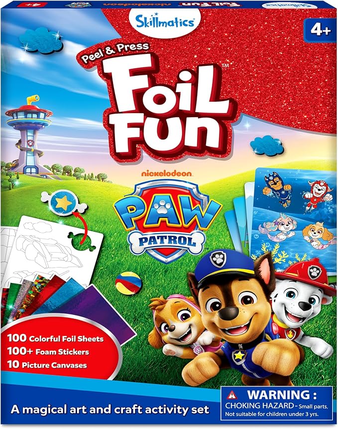 Skillmatics Foil Fun, PAW Patrol, Foil Art & Craft Activity, Gift for Kids | Travel Toy, Mess-Free, 100+ Stickers, DIY Decor, For Fans of Chase, Marshall, Skye, Girls & Boys Ages 4, 5, 6, 7, 8, 9