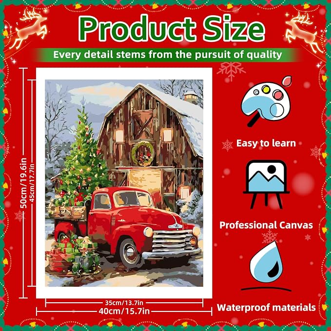 Reivworl Christmas Paint by Numbers Kit for Adults Beginner 16×20 inch
