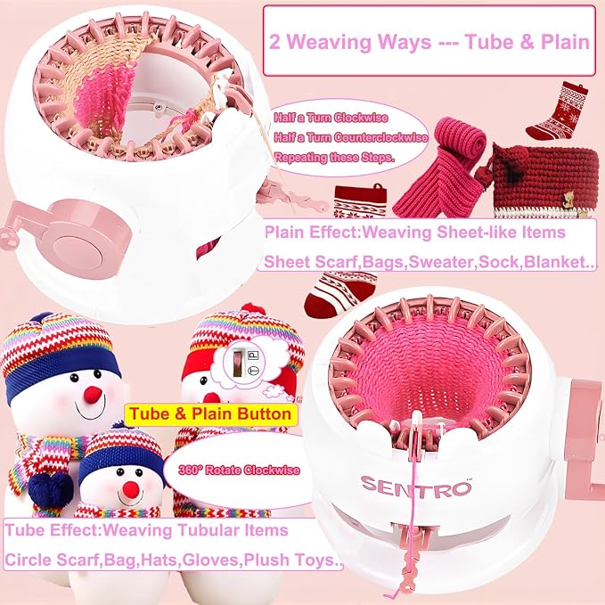 PKHOUHYI Sentro 22 Knitting Machine, Sentro 22 Needles Knitting Machine Automatic Circular Weaving Spinning Knitting Loom Machine Kit for Adults and Beginners for Kintting Toys/Scarf/Hats/Sweater
