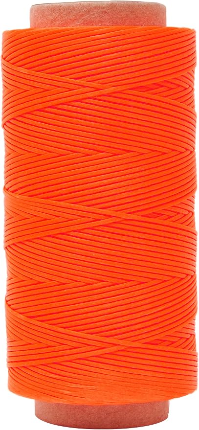 Mandala Crafts 150D 0.8mm Orange Flat Waxed Thread for Leather Sewing