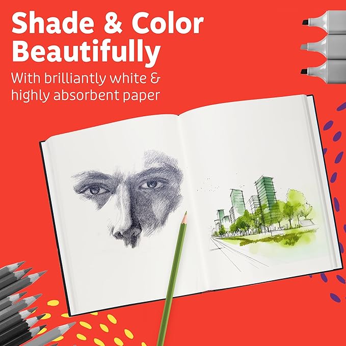 Artlicious Hardcover Sketchbook 5.5x8 Spiral Bound - Thick Paper | 110 Pages, Spiral Bound, Mixed Media, Art Class, Drawing Journal, 120 GSM Acid-Free Paper