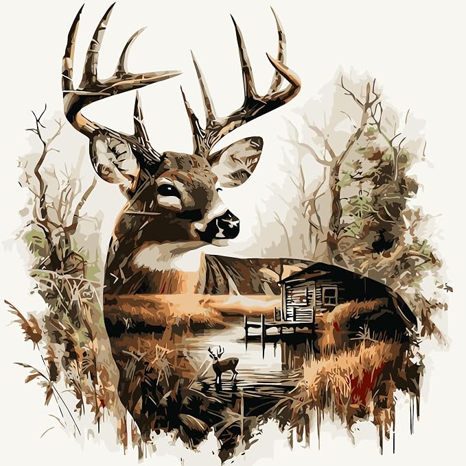 Deer Paint by Numbers Kit for Adults Beginner,Paint by Number Kits Canvas