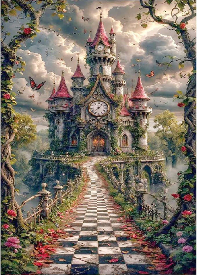 Castle Diamond Art Kits for Adults, Diamond Painting Kits for Beginner | Fairy Tale 5D DIY Diamond Dots Full Drill Crafts for Gem Art Dot Art for Adults Home Wall Decor for Teens Boys Girls 12x16 in