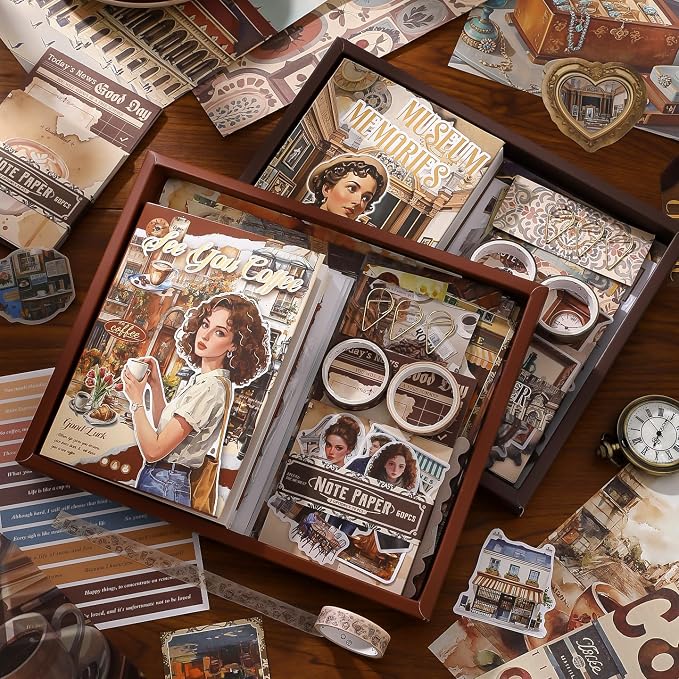 Holiday Scrapbooking Supplies Kit, A6 Notebook, Vintage Junk Journaling Kit
