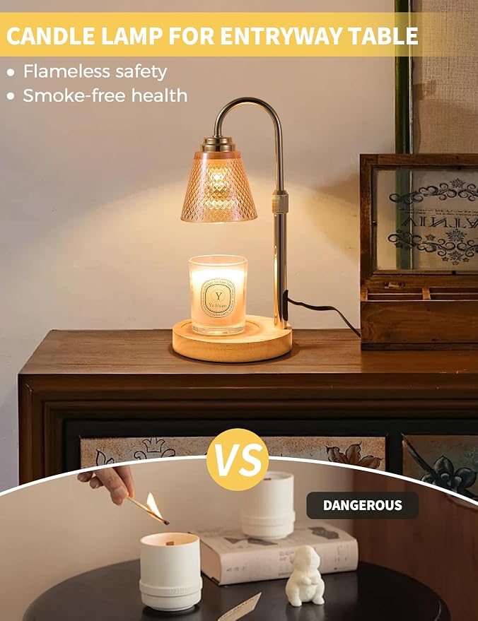 Candle Warmer Lamp with Timer Home Decor Birthday Gifts for Women Mom Her | Dimmable Candle Warmer for Jar Candles, Height Adjustable Wax Melt Warmer, Room Decor Desk Lamp, House Warming Gifts New Home