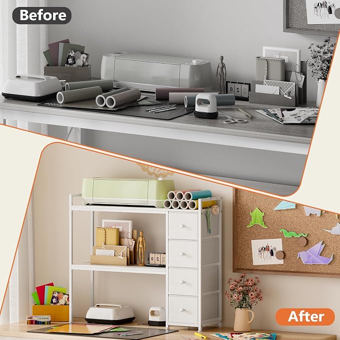 VENNQD Desktop Shelf Stand Compatible with Cricut Maker and Cricut Explore Air Series Stand Legs, Craft Desk Accessories and Space Organizer (White)