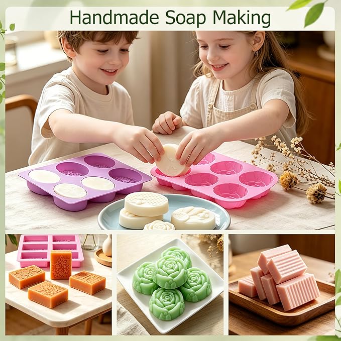 Soap Making Kit All-in-One DIY Soap Making Supplies for Adults | Removable Melter Pot, Goat Milk Soap Base, Dyes, Essential Oil & Fragrances, 3 Silicone Molds, Cutters, Silicone Loaf Molds