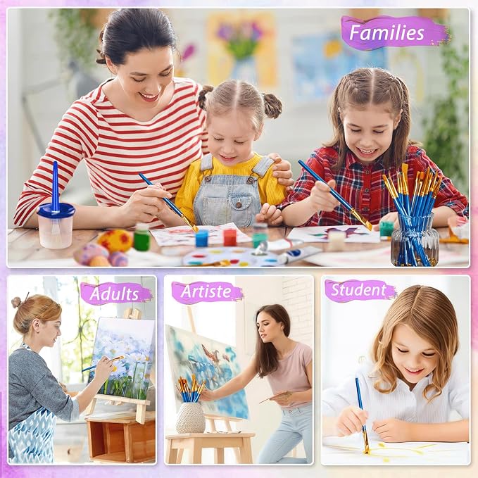 528PCS Valued Paint Brushes and Palettes Set，48Pack of 480PCS Paint Brushes Bulk, 48 Paint Paint Trays, Artist Acrylic Brushes Nylon Brush Head, Suitable for All Purpose Oil Watercolor Painting Set