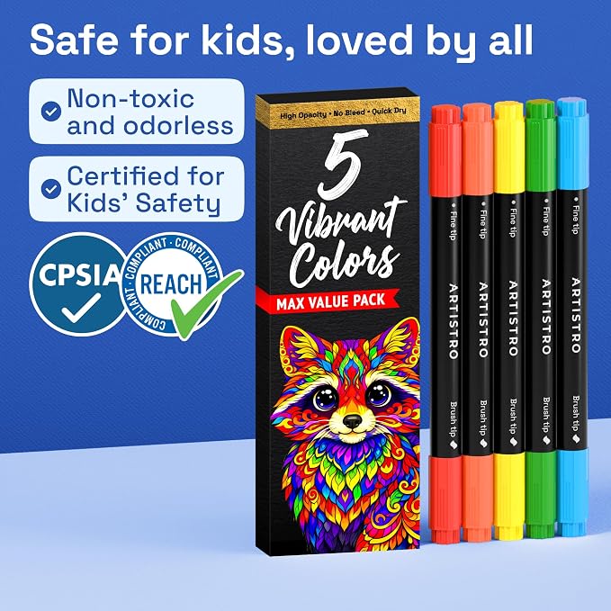 ARTISTRO Dual-Tip Acrylic Paint Marker Pens for Drawing | For Fabric, Rock, Glass, Wood, & Molds, Arts & Crafts Gift for Adults, Teens, & Kids, Classroom Must Haves & School Supplies