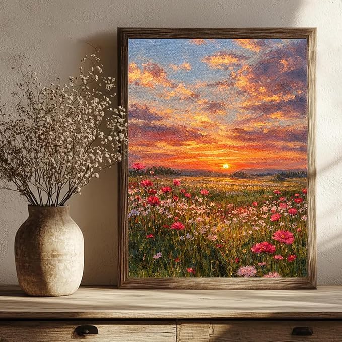 mrpwnle Landscape Paint by Numbers Kit for Adults Flowers Paint by Numbers | Landscape Adult Paint by Number Kits on Canvas, DIY Easy Acrylic Oil Flowers Paint by Numbers for Home Wall Decor 16X20 inch