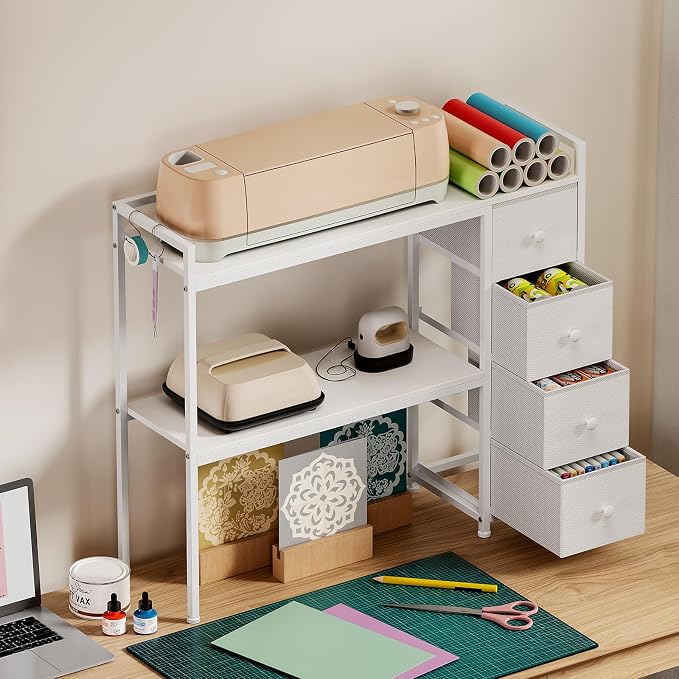 VENNQD Desktop Shelf Stand Compatible with Cricut Maker and Cricut Explore Air Series Stand Legs, Craft Desk Accessories and Space Organizer (White)