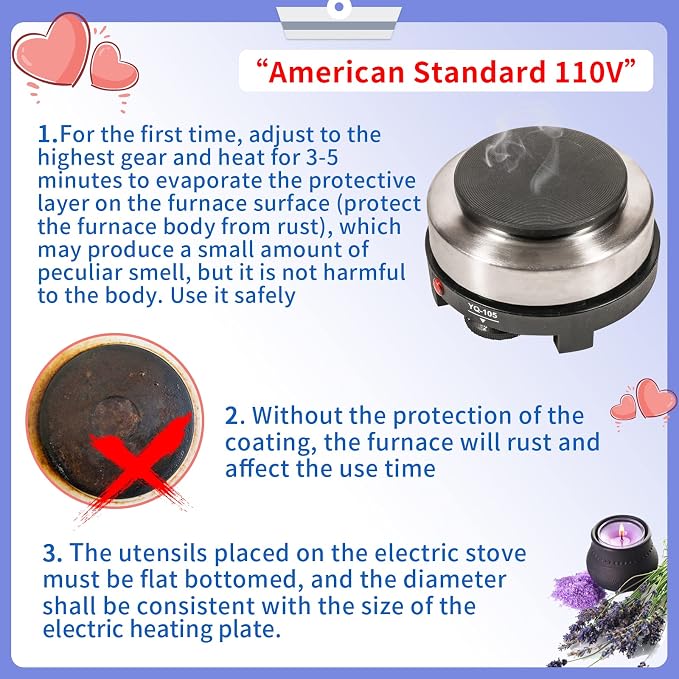 SAEUYVB Candle Making Kit/Supplies with Electric Hot Plate(Black) | Wax Melter for Candle Making,Candle Making Supplies for Beginners with Pouring Pot,Hot Plate,Instruction Manual and More