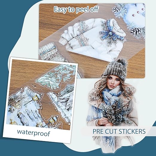 Snycler Pre-Cut PET Washi Tapes- 4 Rolls Blue Snowflake