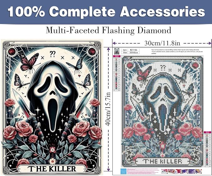 ijbnhd Skull Diamond Art Kits for Adults Skull 12X16inch