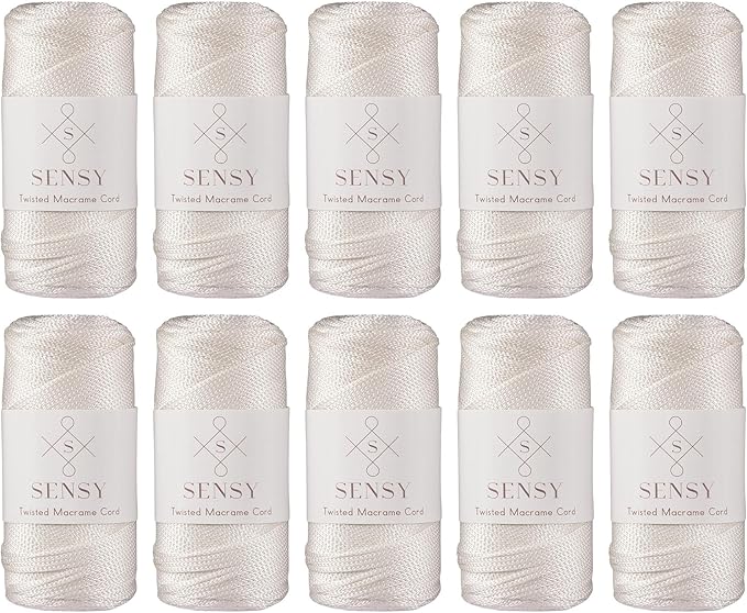 S Sensy 2mm - Premium Polypropylene Macrame Cord, 10 Skein Ecru, 252 Yards