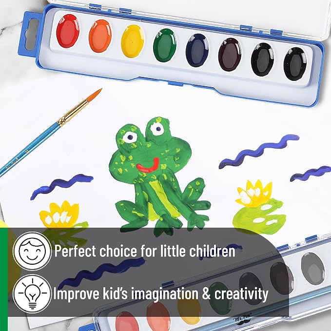 Mr. Pen- Washable Watercolors, 36 Pack, 8 Colors with Paint Brush | Bulk Watercolor Paint Set, Water Color Painting Kids, Watercolors for Kids and Adults