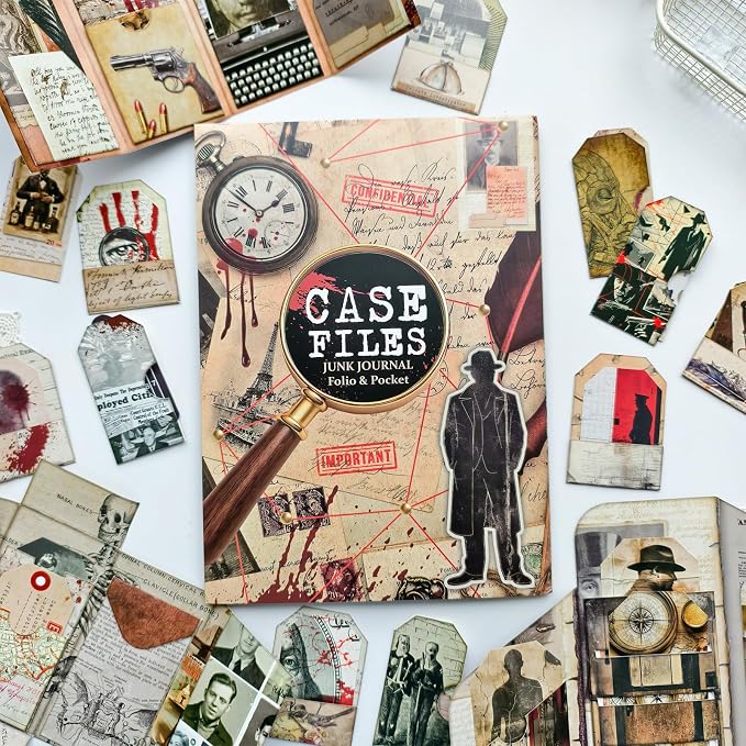 Junk Journal Kit Mystery Detective Ephemera Set for Crafts
