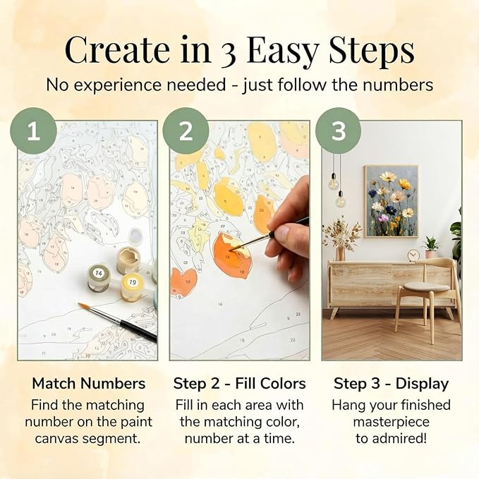 Ausanrl Flowers Framed Paint by Numbers Wooden Easel - Adult Paint by Number Kits on Canvas Framed, Floral Paint by Numbers with Frame,Gifts and Home Wall Decor 12x16inch