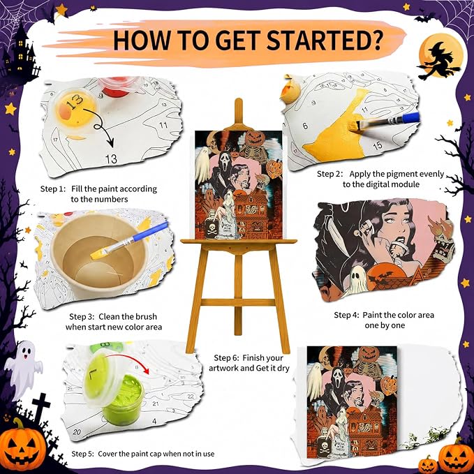 SUJINMEI Halloween Paint by Numbers Kit for Adults Without Frame 16X20 inch | Horror Adult Paint by Number Kits on Canvas, Scream Painting by Number for Adult, Acrylic Paints for Home Wall Decor