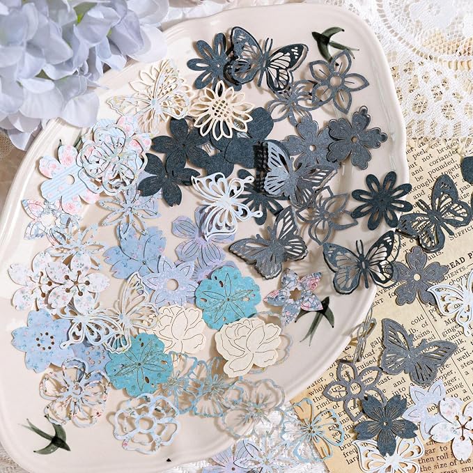 300 Pieces Mini Flowers Collage Paper Pack, Scrapbooking Supplies