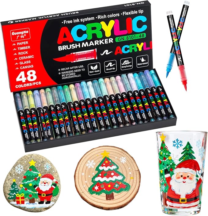 Acrylic Paint Markers, 48 Colors Acrylic Markers Set, Paint Pens