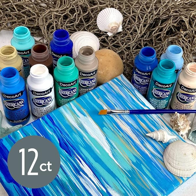 Coastal Colors Acrylic Paint Set, Set of 12, 2 fl oz