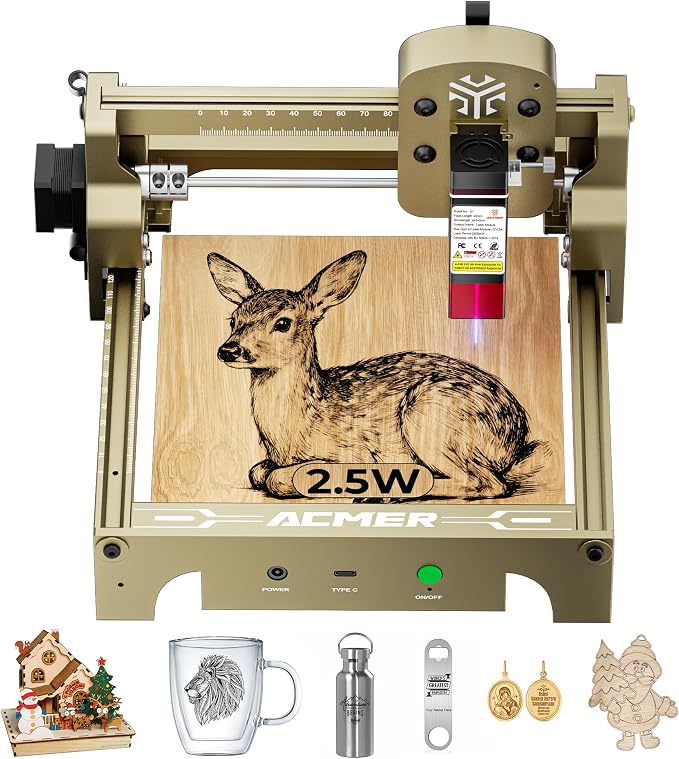 ACMER S1 Laser Engraver Machine, 2500mW Lazer Cutter for Wood and Acrylic