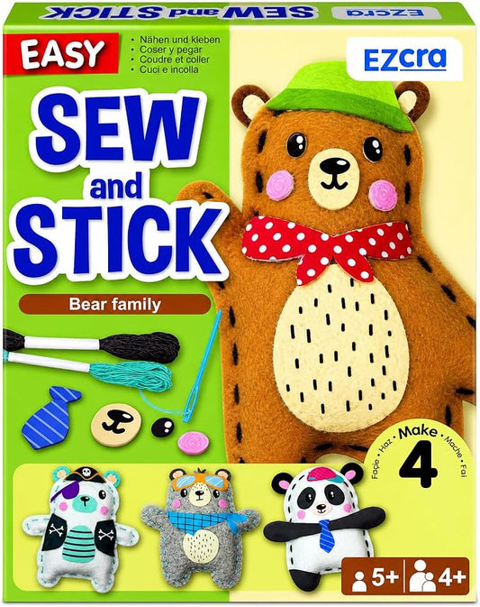 EZCRA Bear Sewing Kit for Kids Ages 4-8 - 4 Beginner Felt Projects