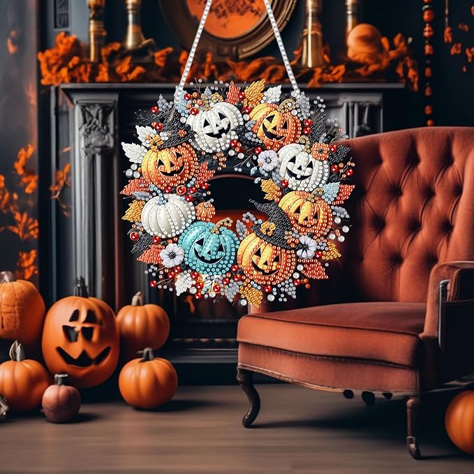RYMILIE Halloween Diamond Art Kits for Adults Pumpkins 8x8inch