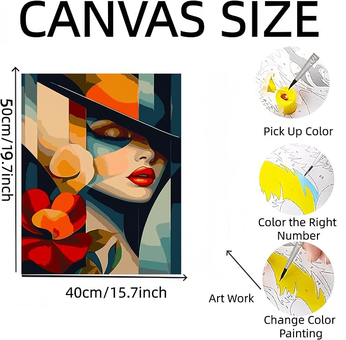 DOTSTART Paint by Numbers for Adults,Beautiful Woman with Flower Adult Paint by Number Kits on Canvas,DIY Paint by Numbers Easy,Number Painting Acrylic Oil Painting,for Home Wall Decor 15.7X19.7 Inch