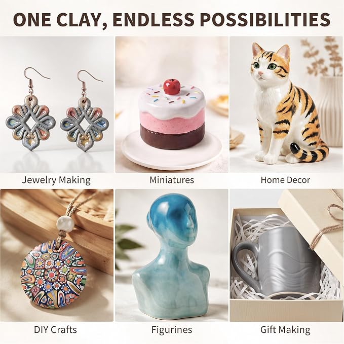 Polymer Clay 3.3Lbs Oven Bake Modeling Clay White & Gray DIY Kit