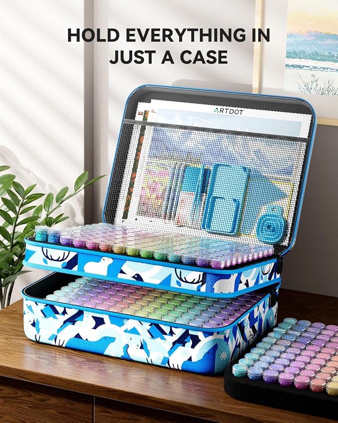 ARTDOT 420 Slots Storage Container for Diamond Art Kits for Adults,Portable Bead Storage Boxes for Diamond Painting Accessories and Tools