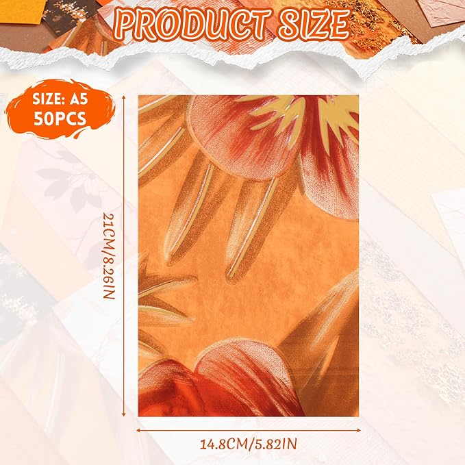 50 Sheets Orange Scrapbook Paper Textured Mesh Fabric Assorted