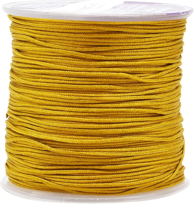 Mandala Crafts 1mm Gold Rattail Nylon Satin Cord for Jewelry Making
