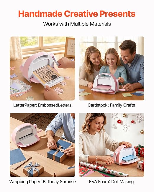 VEVOR Manual Die Cutting and Embossing Machine, 6" Opening, Portable Die Cut Machine with Cutting Plates, Ergonomic Handle, Easy to Store, for Arts and Crafts, Scrapbooking, Card Making, Crafting