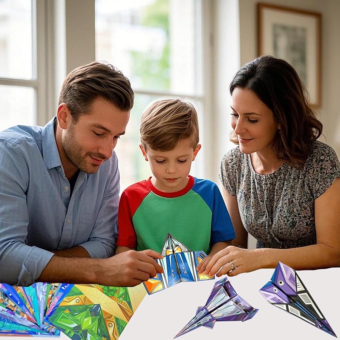 Xuoent Paper Airplane Kit, Kids Origami Kit, World Classic Paper Planes with 32 Sheets 16 Creative Designs, STEM Origami Paper Craft Set with Digital Video Tutorial, Crafts for Kids Age 6-12