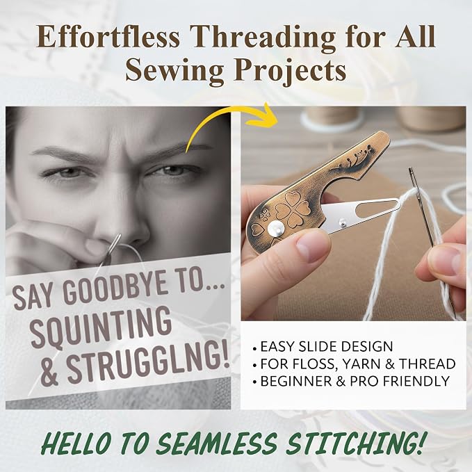 2 Pack Needle Threaders for Hand Sewing, 5.1" x 2.8" x 0.5"Yarn Threader