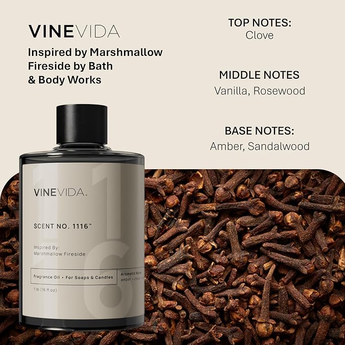 VINEVIDA [16oz] Marshmallow Fireside Fragrance Oil for Soap Making Scents for Candle Making, Perfume Oils, Soy Candles, Home Scents Oil Diffusers, Bath Scent Bomb Oils, Linen Spray, Lotions