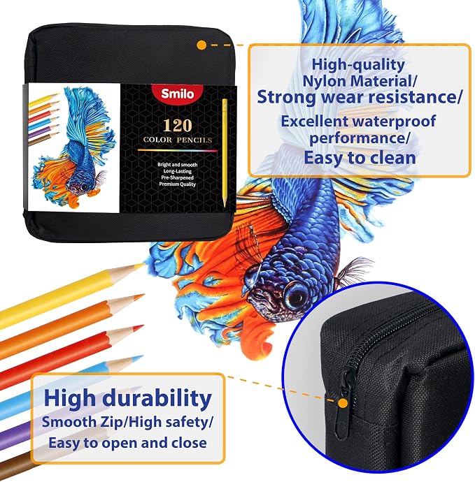 Smilo 120 Pack Colored Pencils for Adults Coloring Books with Carry Case